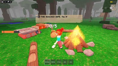 Upgrading campfire in 99 Nights in the Forest