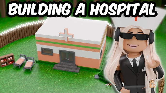 Hospital building with green stripe in 99 Nights in the Forest