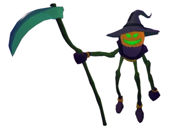 Happy the Halloween Guy pumpkin character in 99 Nights in the Forest