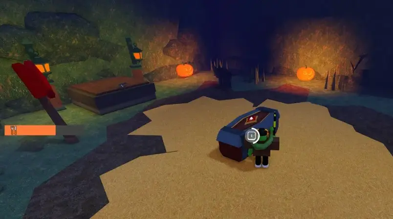 99 Nights in the Forest Haunted Maze end area with treasure chest