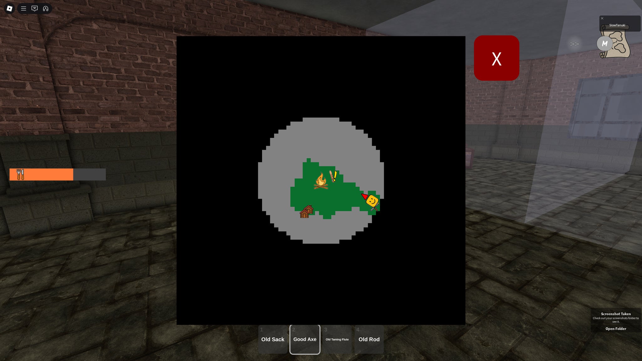 Map showing location of taming flute upgrade building