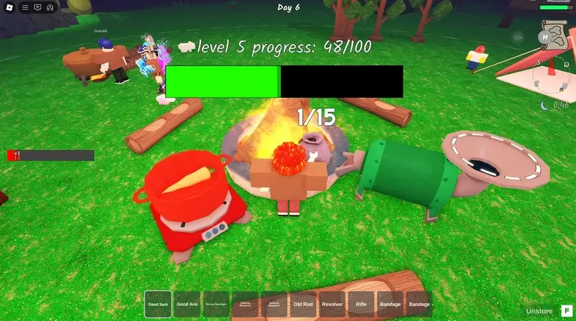 99 Nights in the Forest farming and cooking systems