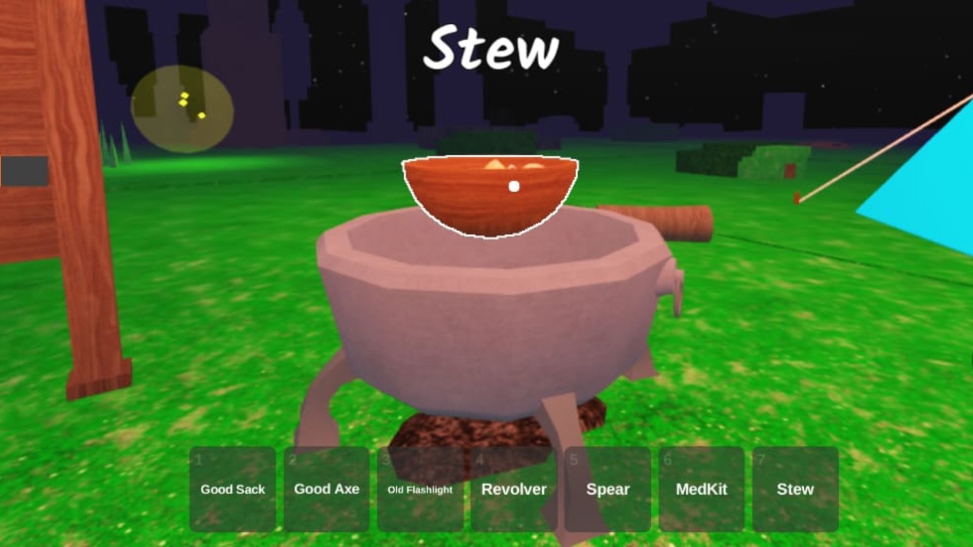 Crockpot interface and stew preparation in 99 Nights in the Forest