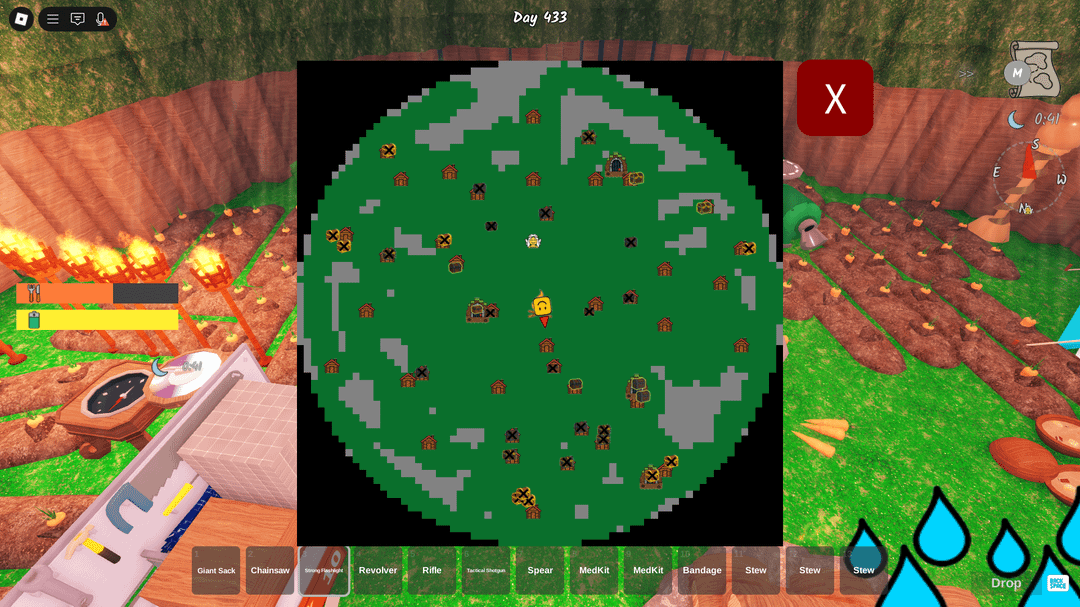 Map showing enemy spawn locations for corpse collection