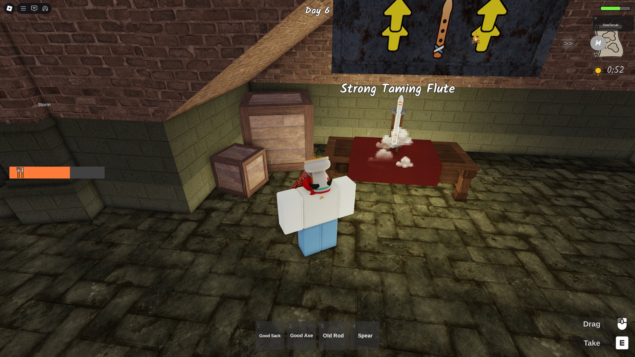 Taming Flute location near campfire in 99 Nights in the Forest