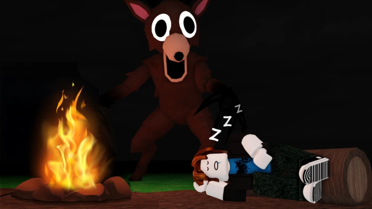 99 Nights in the Forest nighttime gameplay showing dark, dangerous forest
