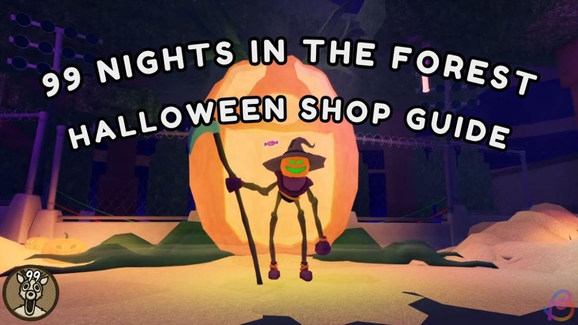 Happy the Halloween pumpkin character in 99 Nights in the Forest