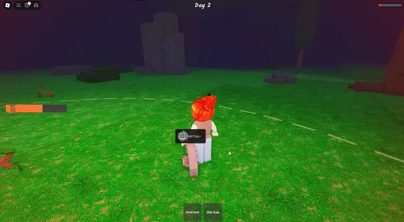 Health bar decreasing from bear trap damage in 99 Nights in the Forest