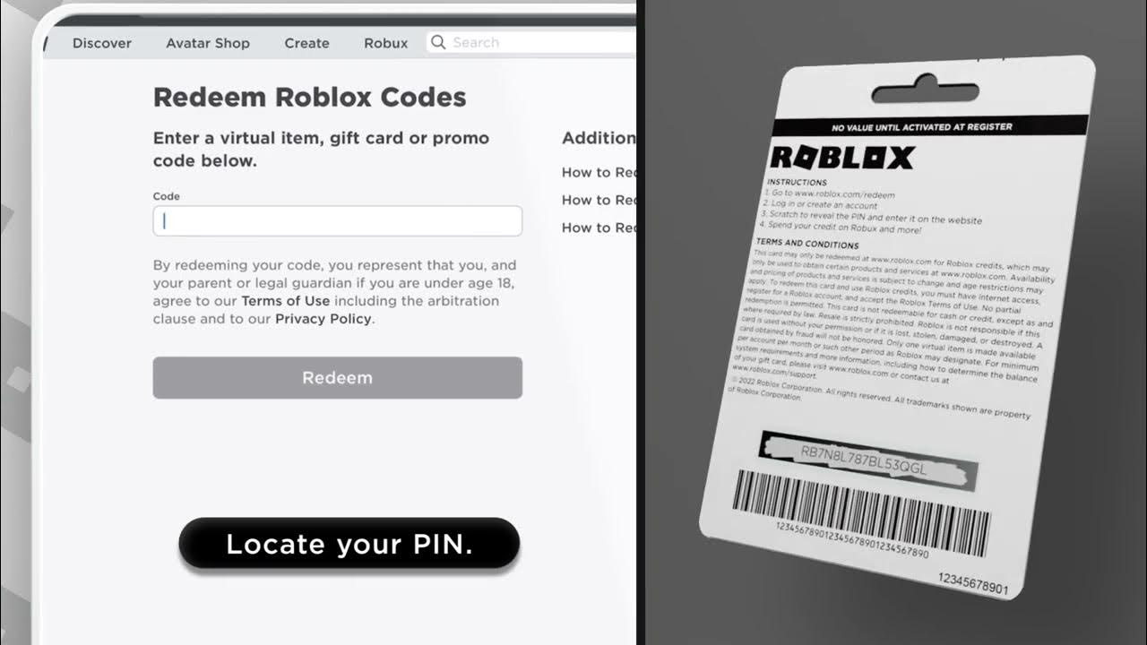 Roblox gift card with scratch-off section