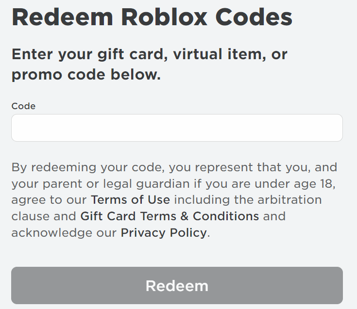 Email confirmation with Robux code