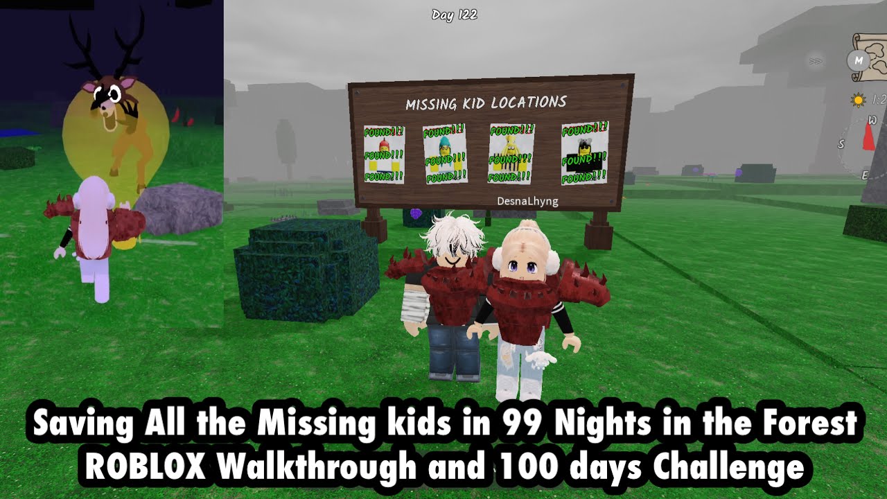 Gameplay showing character building shelter and rescuing children
