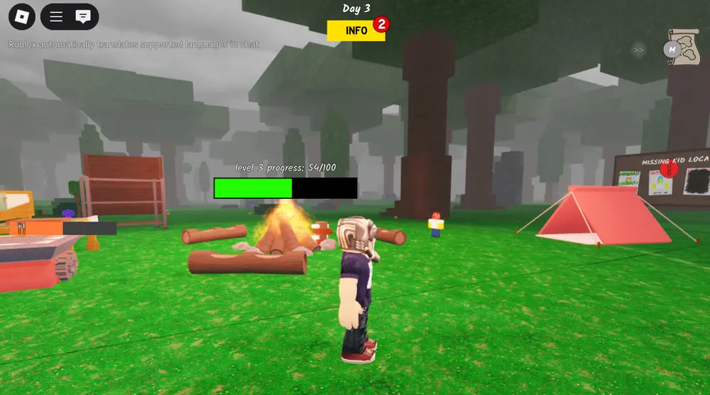 99 Nights in the Forest gameplay screenshot showing forest environment