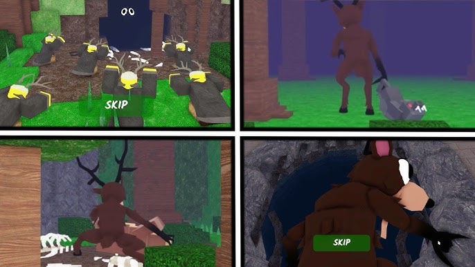 Gameplay screenshot showing the forest environment at night with mysterious lighting