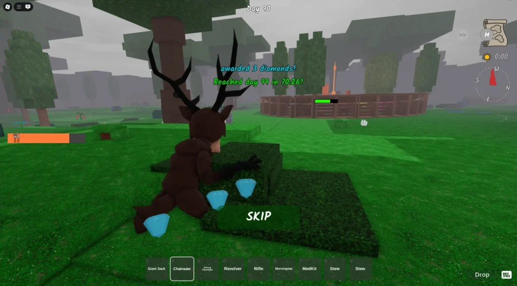 Game screenshot showing Day 99 achievement screen